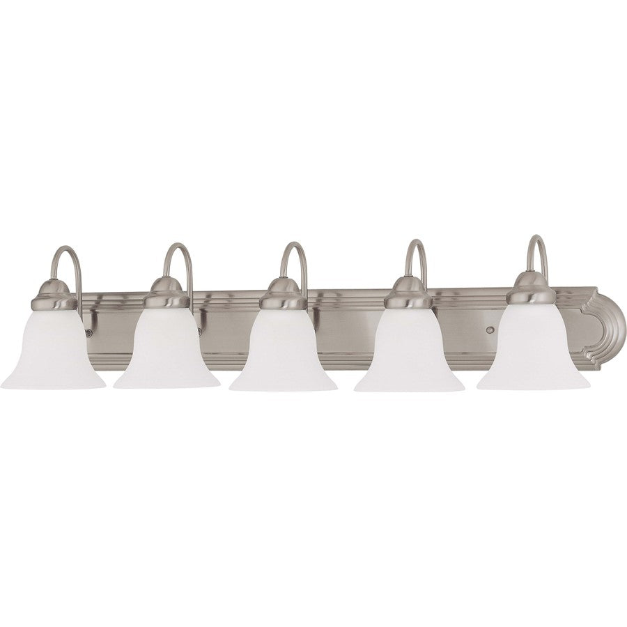 Nuvo Ballerina 36in 5-Light Vanity Light | Brushed Nickel and Frosted White Glass | Bathroom Vanity | 36 x 8.5 x 7.625 in | Model 60-3282