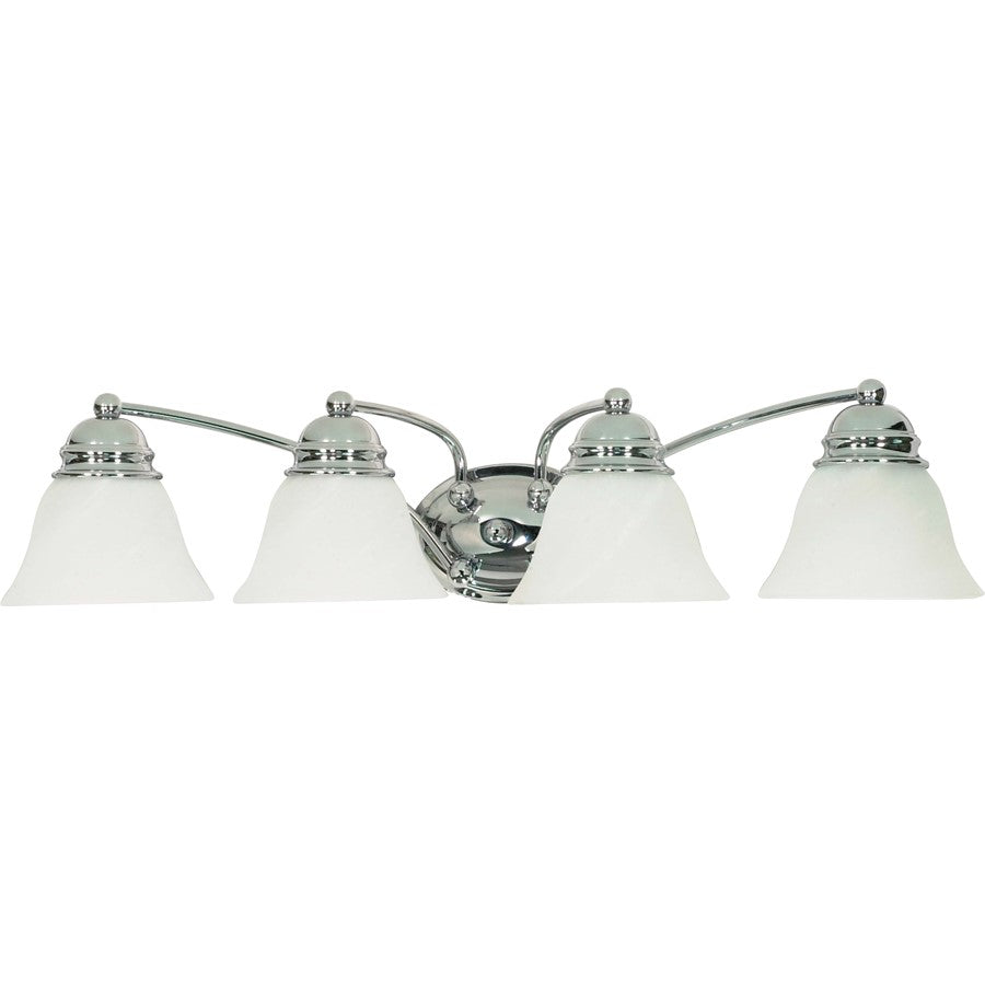 Nuvo Empire 29in 4-Light Vanity Light | Polished Chrome and Alabaster Glass | Bathroom Vanity | 28.75 x 8 x 6.125 in | Model 60-339