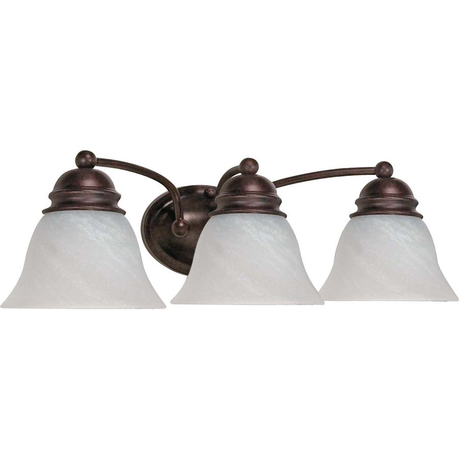 Nuvo Empire 21in 3-Light Vanity Light | Traditional Old Bronze and Alabaster Glass | Bathroom Vanity & Powder Room | 20.5 x 8 x 6.125 in | Model 60-346