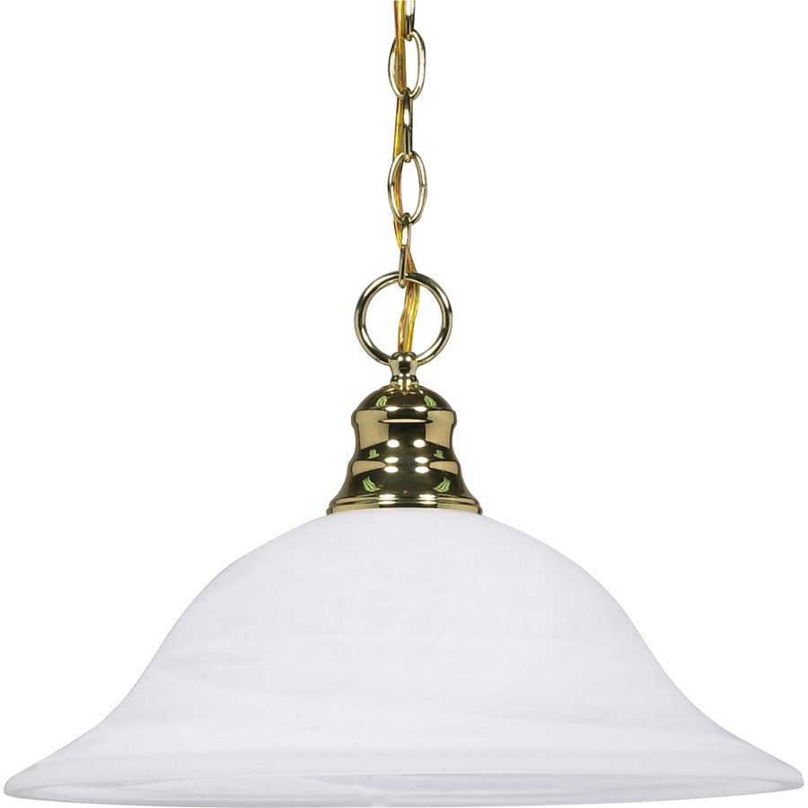 Nuvo Lighting 16in 1-Light Pendant | Polished Brass and Alabaster Glass | Kitchen Island & Dining Room | 16 x 16 x 11.5 in | Model 60-392