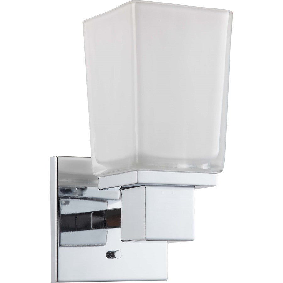 Nuvo Parker 1-Light Vanity Light | Modern Prairie Polished Chrome and Sandstone Etched Glass | Bathroom & Powder Room | 4.75 x 9.5 x 6.375 | Model 60-4001