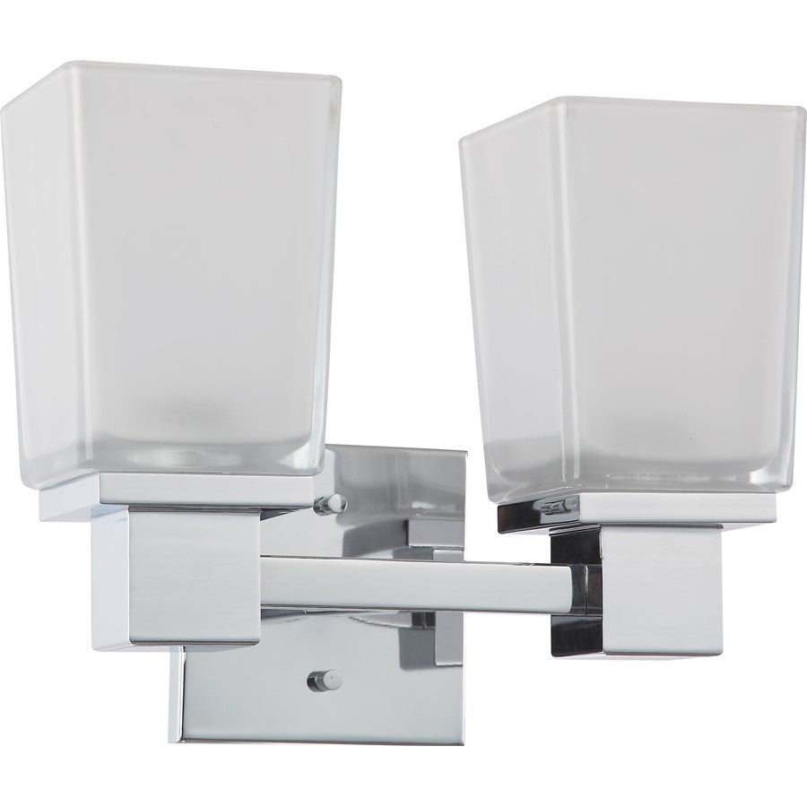 Nuvo Parker 11.25in 2-Light Vanity Light | Prairie-Style Polished Chrome and Sandstone Etched Glass | Bathroom Vanity | 11.25 x 6.375 x | Model 60-4002