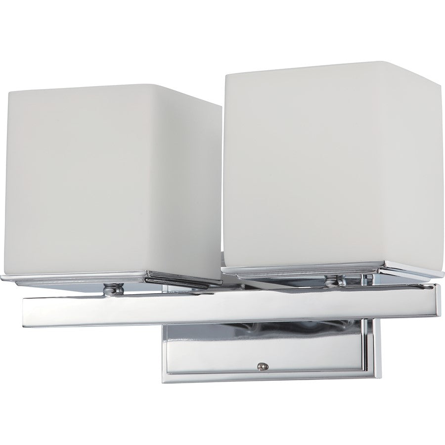 Nuvo Bento 14.25in 2-Light Vanity Light | Polished Chrome and Satin White Glass | Bathroom Vanity | 14.25 x 7 x 9.25 in | Model 60-4082