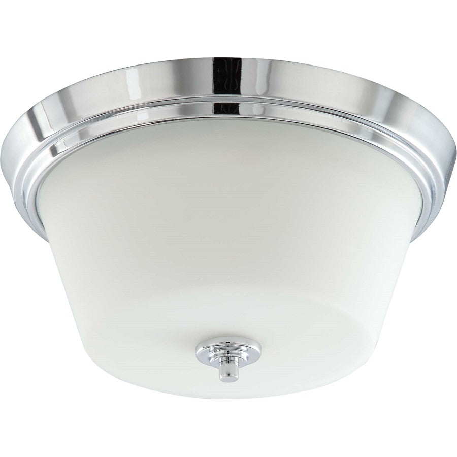 Nuvo Lighting Bento 13in 2-Light Flush Mount | Contemporary Polished Chrome and Satin White Glass | Hallway & Bedroom Ceiling Light | 13 x | Model 60-4088