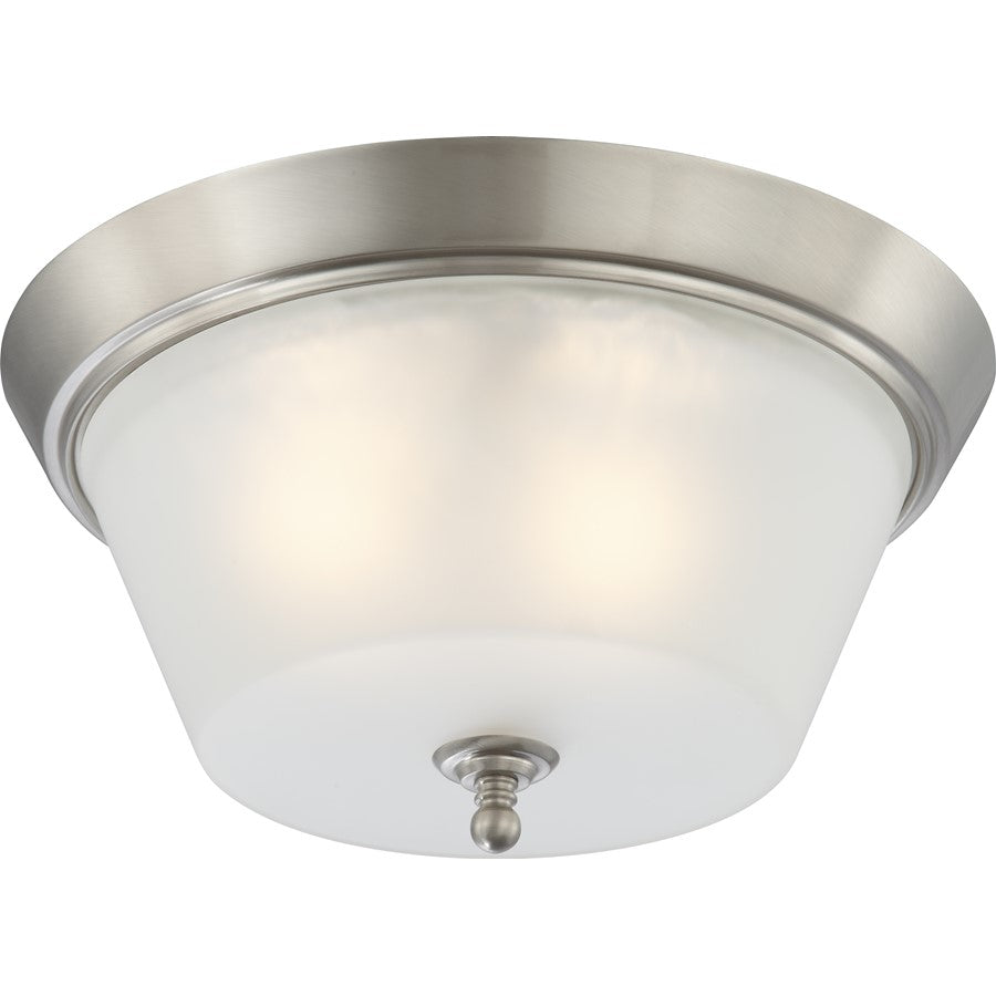 Nuvo Surrey 3-Light Flush Mount | Contemporary Brushed Nickel and Frosted Glass | Hallway & Bathroom Ceiling Light | 15.5 x 7.75 in | Model 60-4153