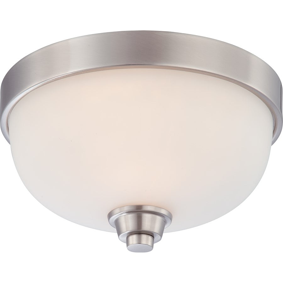 Nuvo Helium 11in 1-Light Flush Mount | Contemporary Brushed Nickel and Satin White Glass | Bedroom & Hallway Ceiling Light | 11 x 6 in | Model 60-4191