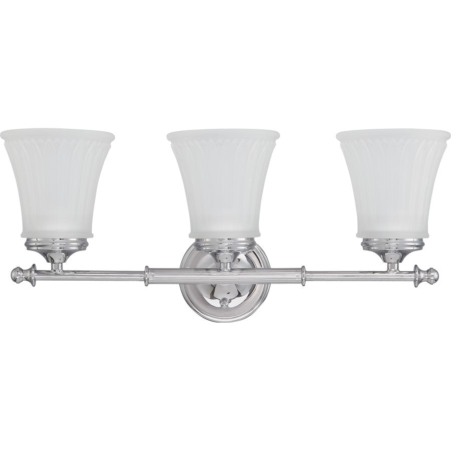 Nuvo Teller 21in 3-Light Vanity Light | Traditional Aged Pewter and Frosted Etched Glass | Bathroom Vanity & Powder Room | 21 x 9 x 6.625 | Model 60-4263