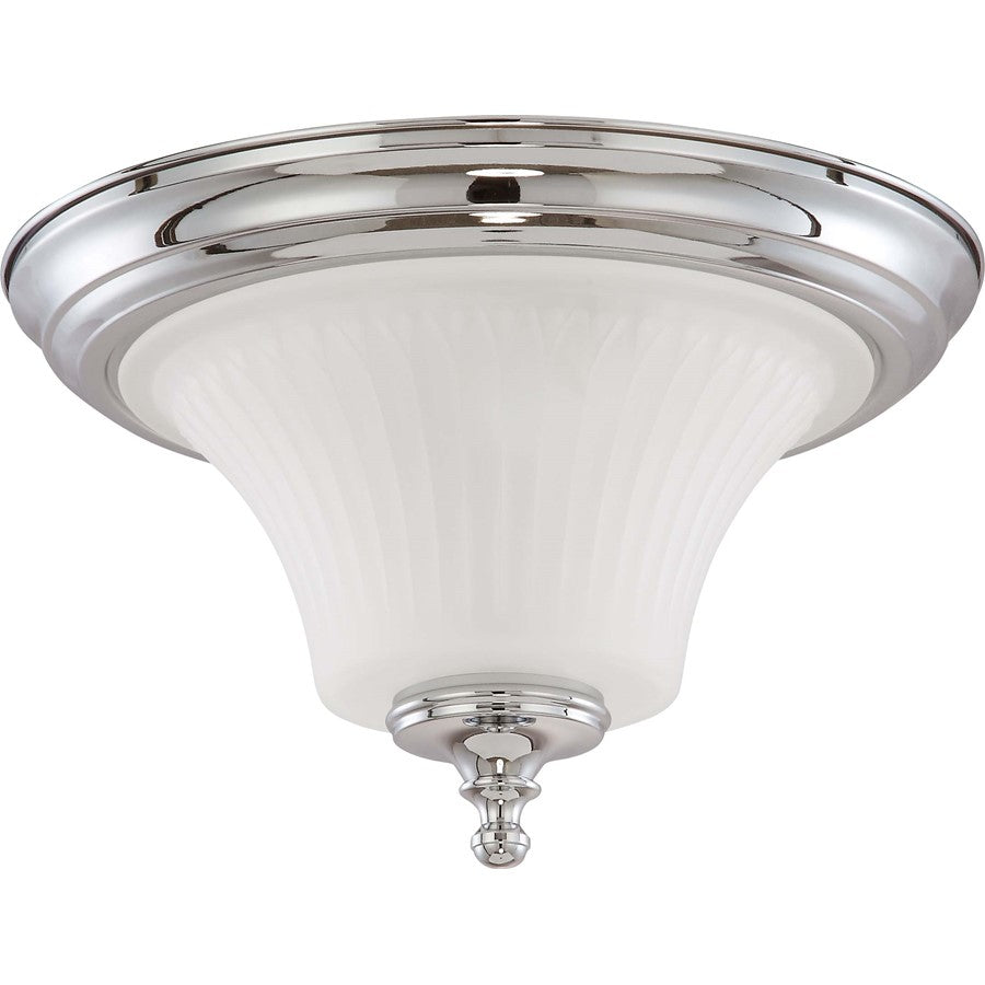 Nuvo Teller 13.25in 2-Light Flush Mount | Traditional Aged Pewter and Frosted Etched Glass | Hallway & Bathroom Ceiling | 13.25 x 13.25 x | Model 60-4271