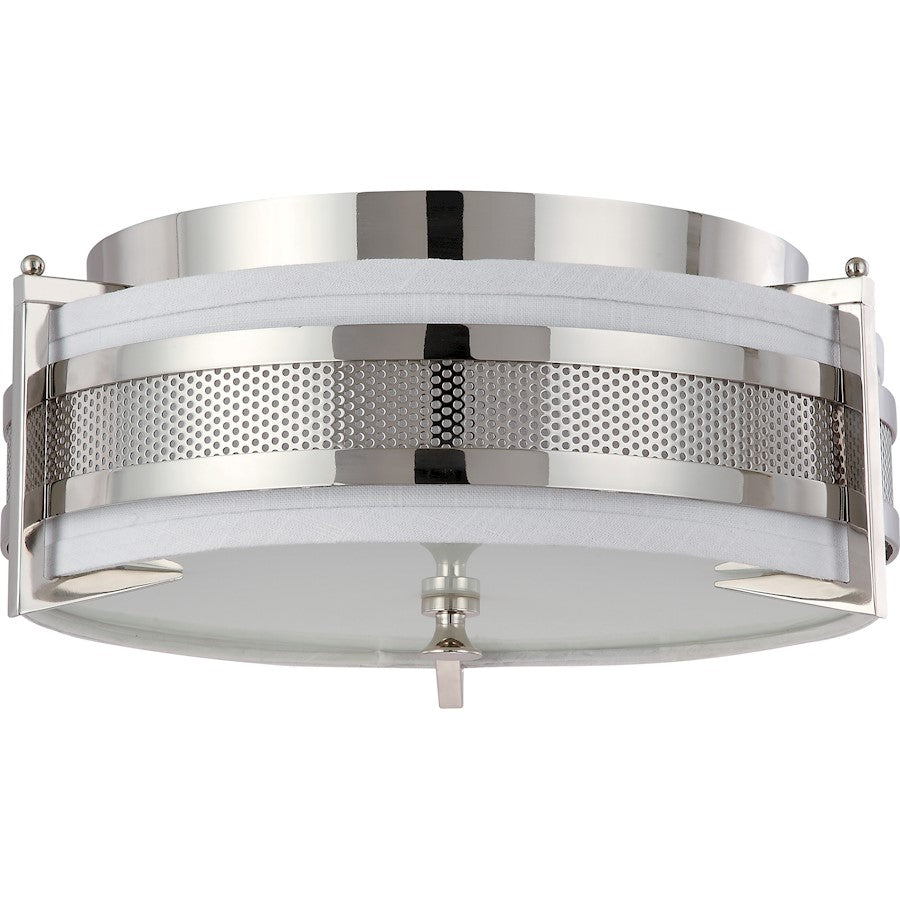 Nuvo Diesel 16in 3-Light Flush Mount | Contemporary Polished Nickel and Slate Gray Fabric Shade | Bedroom & Hallway Ceiling Light | 16 x | Model 60-4446