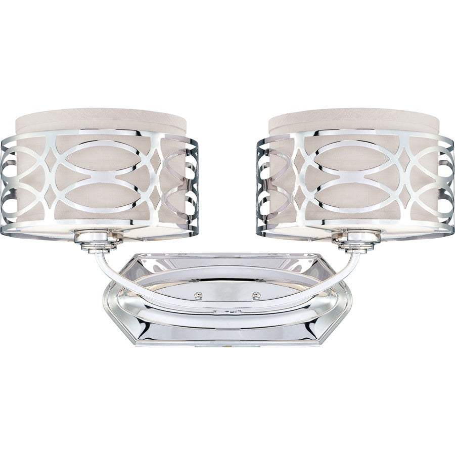 Nuvo Harlow 20.625in 2-Light Vanity Light | Polished Nickel and Slate Gray Fabric Shades | Bathroom Vanity | 20.625 x 10 in | Model 60-4622