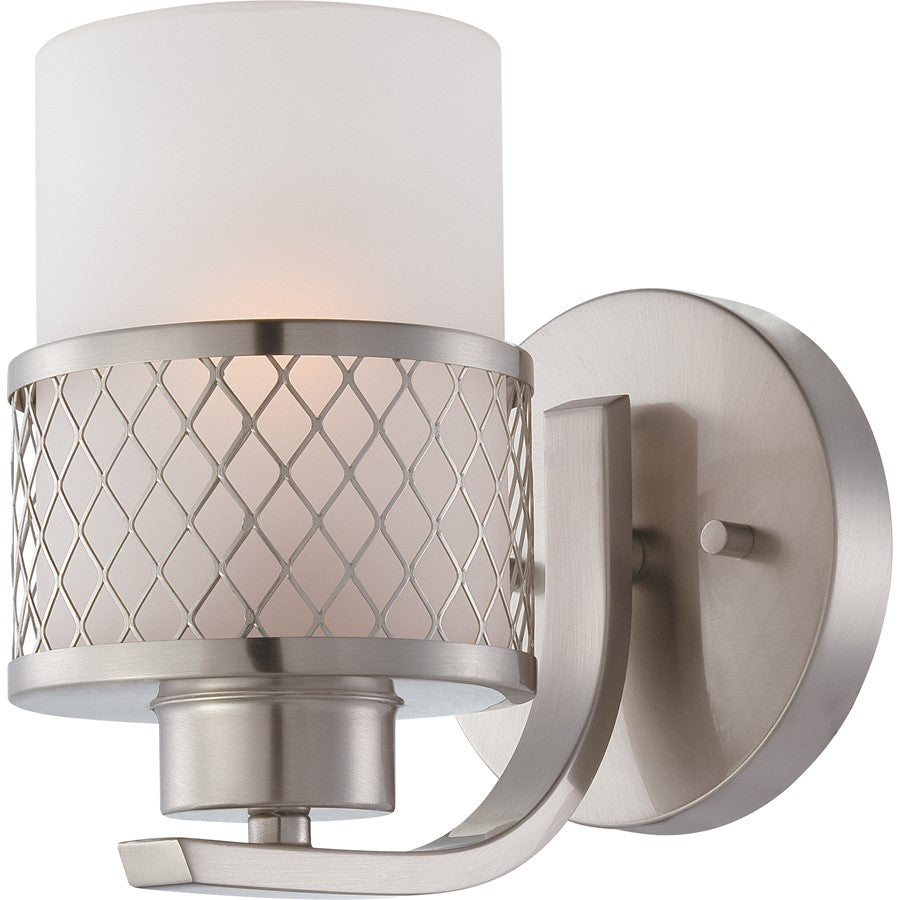 Nuvo Lighting Fusion 1-Light Vanity Light | Brushed Nickel and Frosted Glass | Bathroom Vanity & Powder Room | 5 x 7.25 x 7.5 in | Model 60-4681