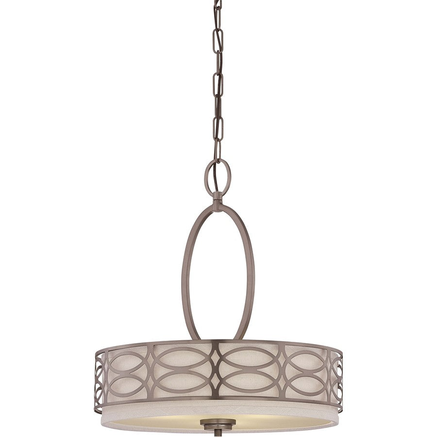 Nuvo Lighting Harlow 3-Light Pendant | Transitional Hazel Bronze and Khaki Fabric Shades | Dining Room & Kitchen Island | 19 x 19 x 10 in | Model 60-4720