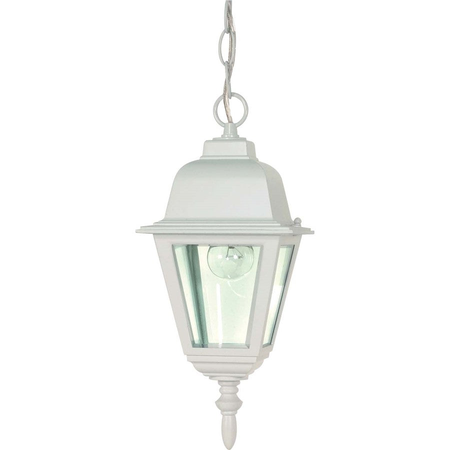 Nuvo Lighting Briton 1-Light Outdoor Hanging Lantern | Traditional White and Clear Glass | Covered Patios & Entryways | 6 x 6 x 9.5 in | Model 60-487
