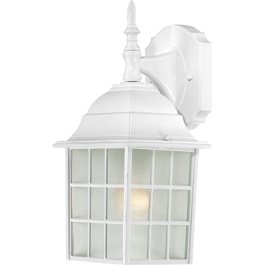 Nuvo Lighting Adams 1-Light 14in Outdoor Wall Sconce | Transitional White and Frosted Glass | Entryway & Covered Porch | 6.125 x 6.875 x | Model 60-4904