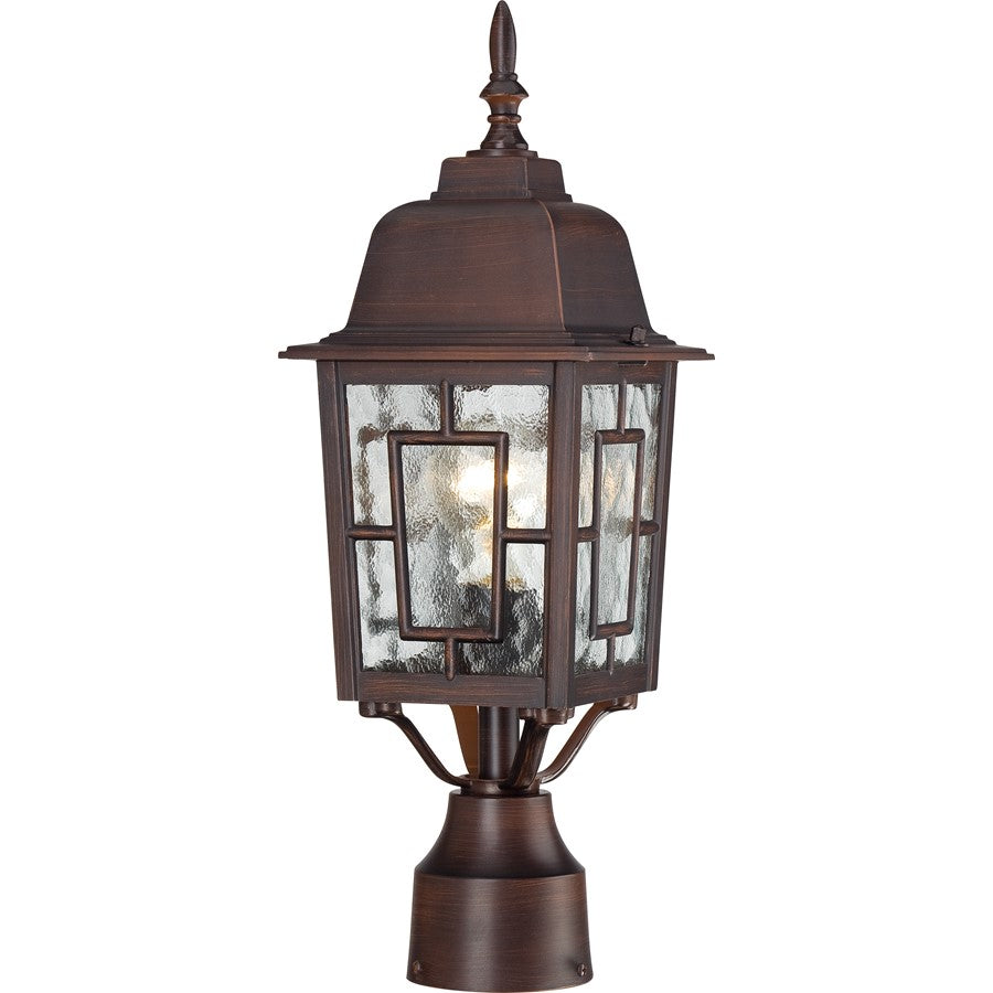 Nuvo Banyan 17in 1-Light Outdoor Post | Transitional Rustic Bronze and Clear Water Glass | Entryway & Garden Path | 6.125 x 6.125 x 17.25 | Model 60-4928