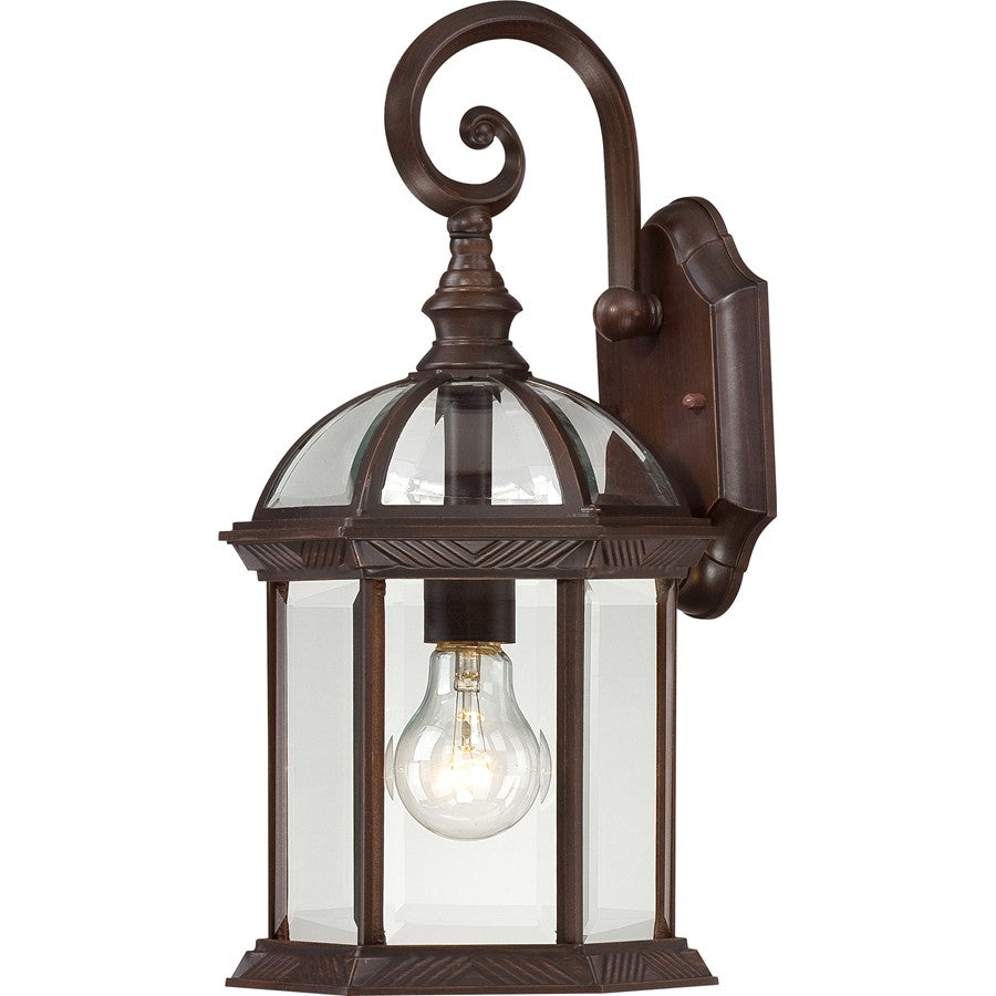 Nuvo Boxwood 15in 1-Light Outdoor Wall Sconce | Traditional Rustic Bronze and Clear Beveled Glass | Covered Patio & Entryway | 8 x 7.875 x | Model 60-4962