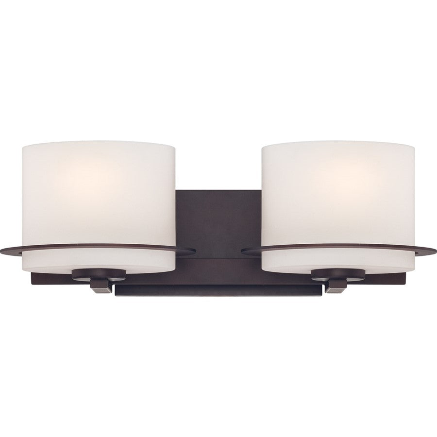 Nuvo Loren 18.75in 2-Light Vanity Light | Contemporary Venetian Bronze and Etched Opal Glass | Bathroom Vanity | 18.75 x 7.125 x 6.25 in | Model 60-5002