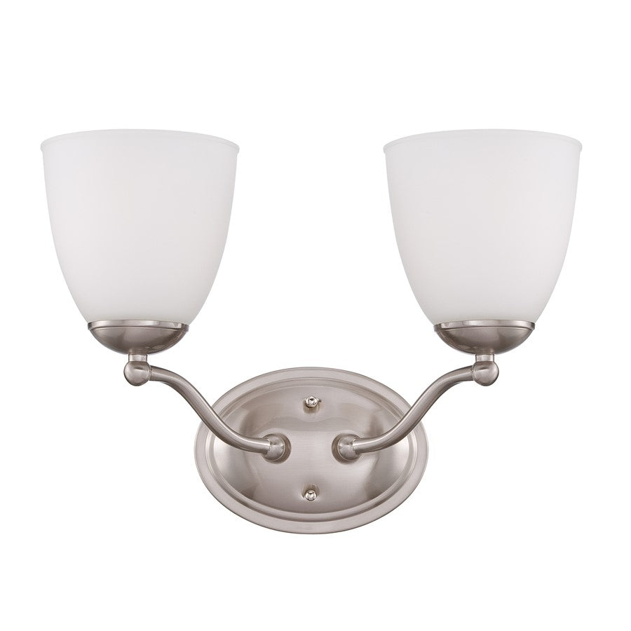 Nuvo Patton 15in 2-Light Vanity Light | Transitional Brushed Nickel and Frosted Glass | Bathroom Vanity | 15 x 11 x 7 in | Model 60-5032