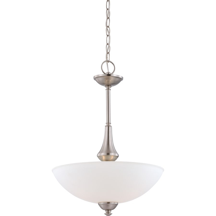 Nuvo Lighting Patton 16in 3-Light Pendant | Transitional Brushed Nickel and Frosted Glass | Kitchen Island & Dining Room | 16 x 16 x 21 in | Model 60-5038