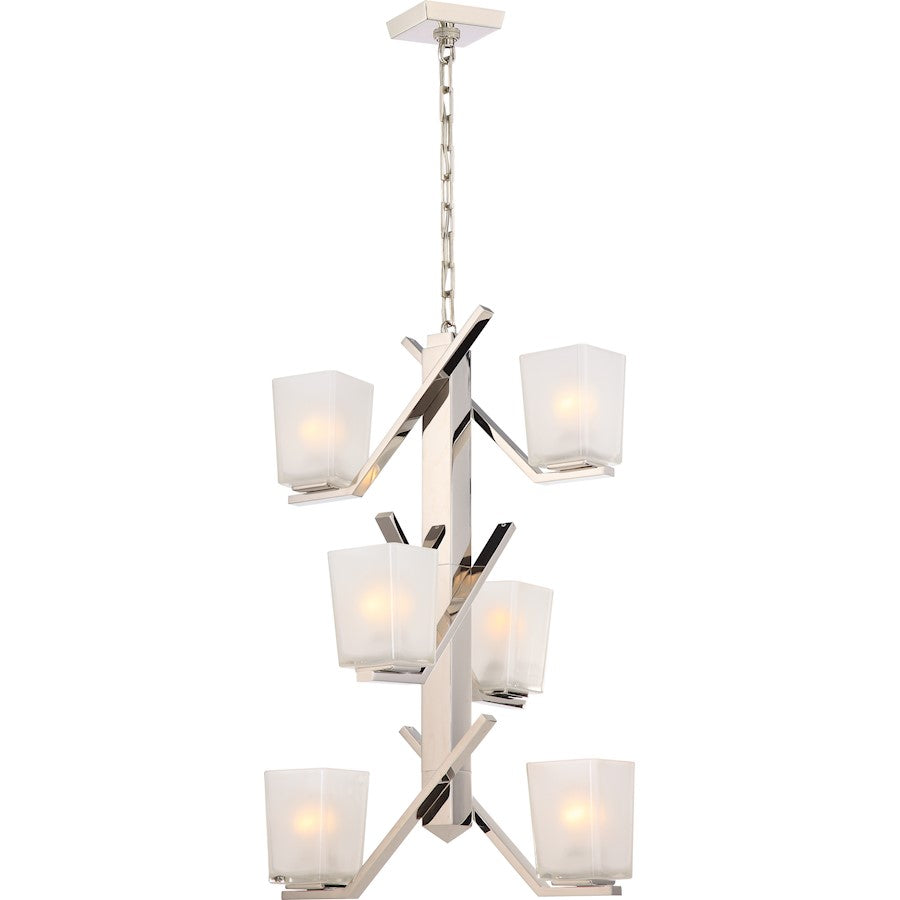 Nuvo Lighting Timone 30in 6-Light Pendant | Modern Polished Nickel and Clear Glass | Kitchen Island & Dining Room | 30 in H | Model 60-5094