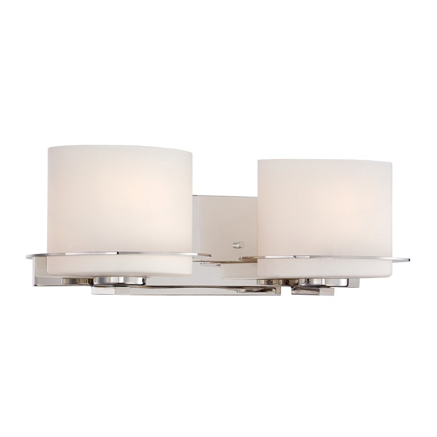 Nuvo Loren 18.75in 2-Light Vanity Light | Contemporary Polished Nickel and Etched Opal Glass | Bathroom Vanity | 18.75 x 7.125 x 6.25 in | Model 60-5102