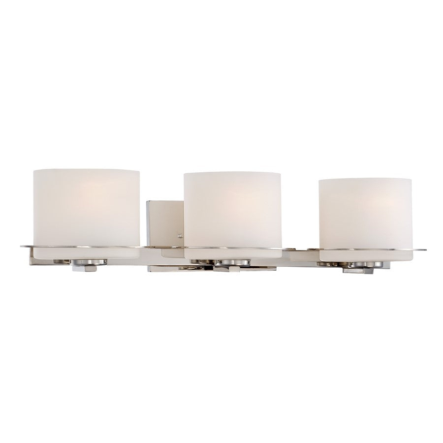 Nuvo Loren 28in 3-Light Vanity Light | Contemporary Polished Nickel and Etched Opal Glass | Bathroom Vanity | 28 x 6.25 x 7.125 in | Model 60-5103