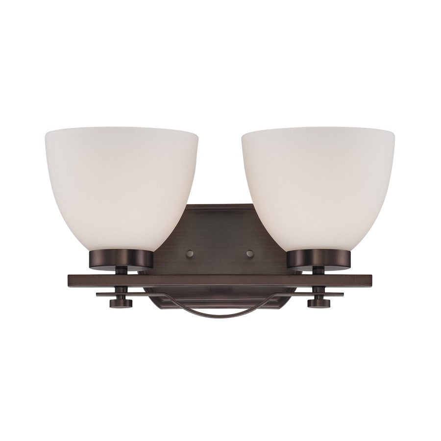 Nuvo Bentley 15in 2-Light Vanity Light | Contemporary Hazel Bronze and Frosted Glass | Bathroom Vanity | 15.25 x 7.875 x 8 in | Model 60-5112