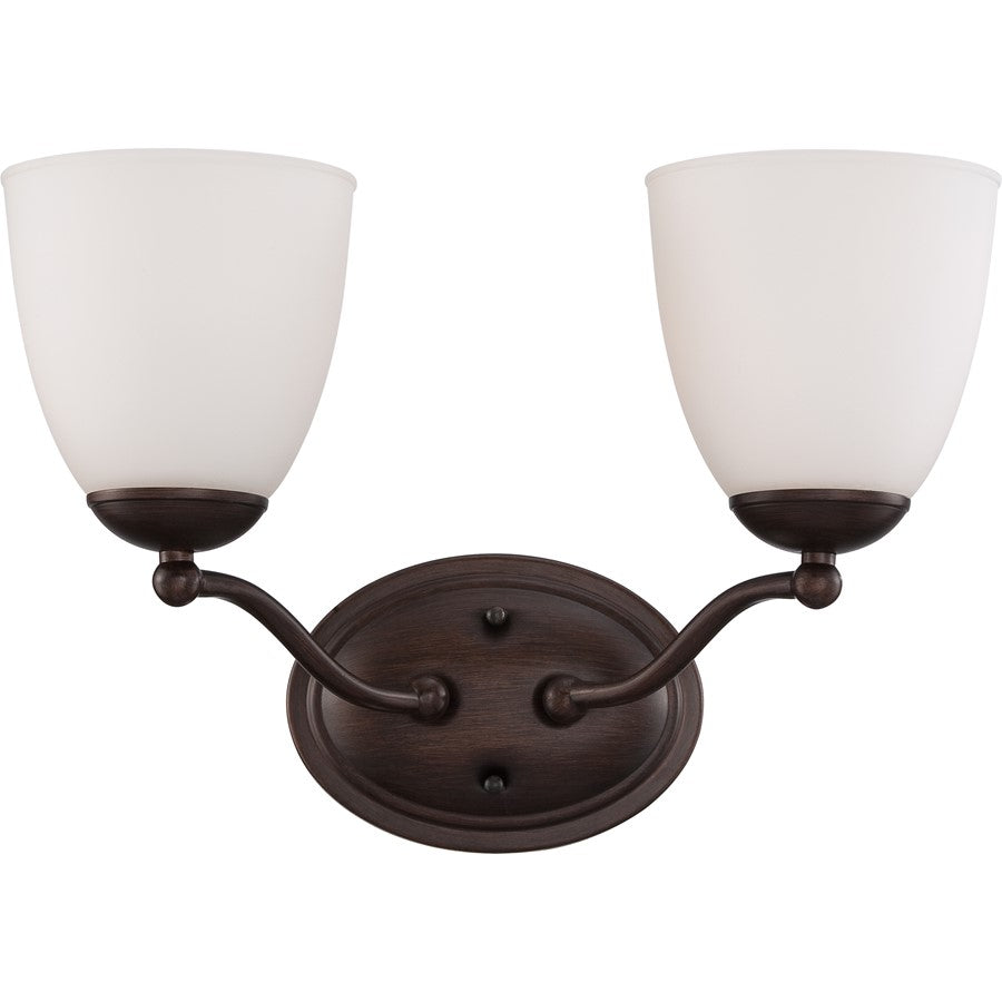 Nuvo Patton 15in 2-Light Vanity Light | Transitional Prairie Bronze and Frosted Glass | Bathroom Vanity | 15 x 10 x 7 in | Model 60-5132