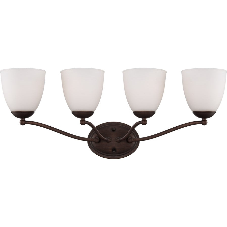 Nuvo Patton 28in 4-Light Vanity Light | Transitional Prairie Bronze and Frosted Glass | Bathroom Vanity | 28 x 7.5 x 11 in | Model 60-5134