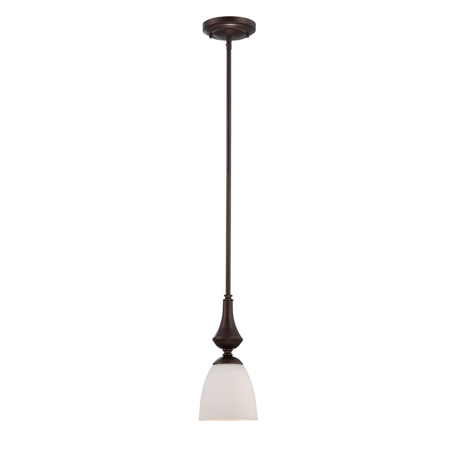 Nuvo Patton 5in 1-Light Mini Pendant | Transitional Prairie Bronze and Frosted Glass | Kitchen Island & Dining Room | 5.125 x 5.125 x 50.5 | Model 60-5137