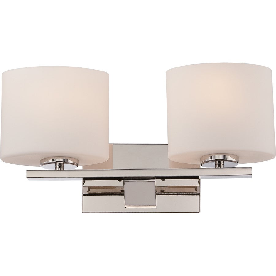 Nuvo Breeze 16.5in 2-Light Vanity Light | Transitional Polished Nickel and Etched Opal Glass | Bathroom Vanity | 16.5 x 8.25 in | Model 60-5172