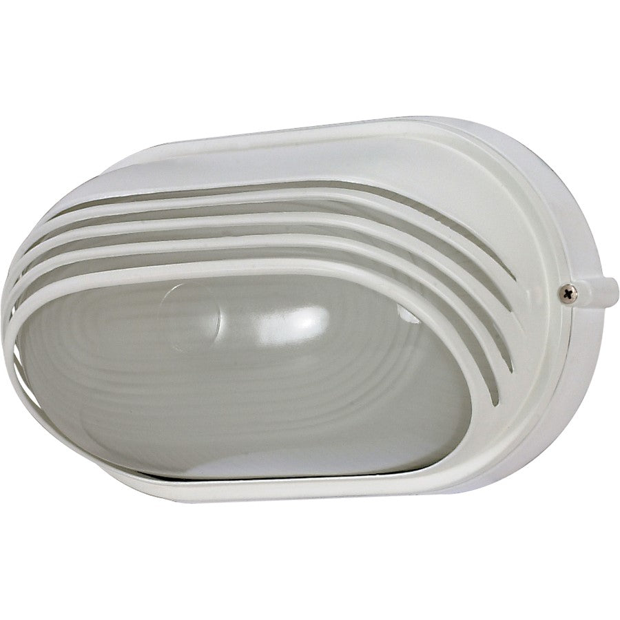 Nuvo 10in 1-Light Outdoor Bulkhead | Traditional Semi Gloss White and Frosted Glass | Exterior Wall & Entryway | 6.125 x 10 x 6.125 in | Model 60-522