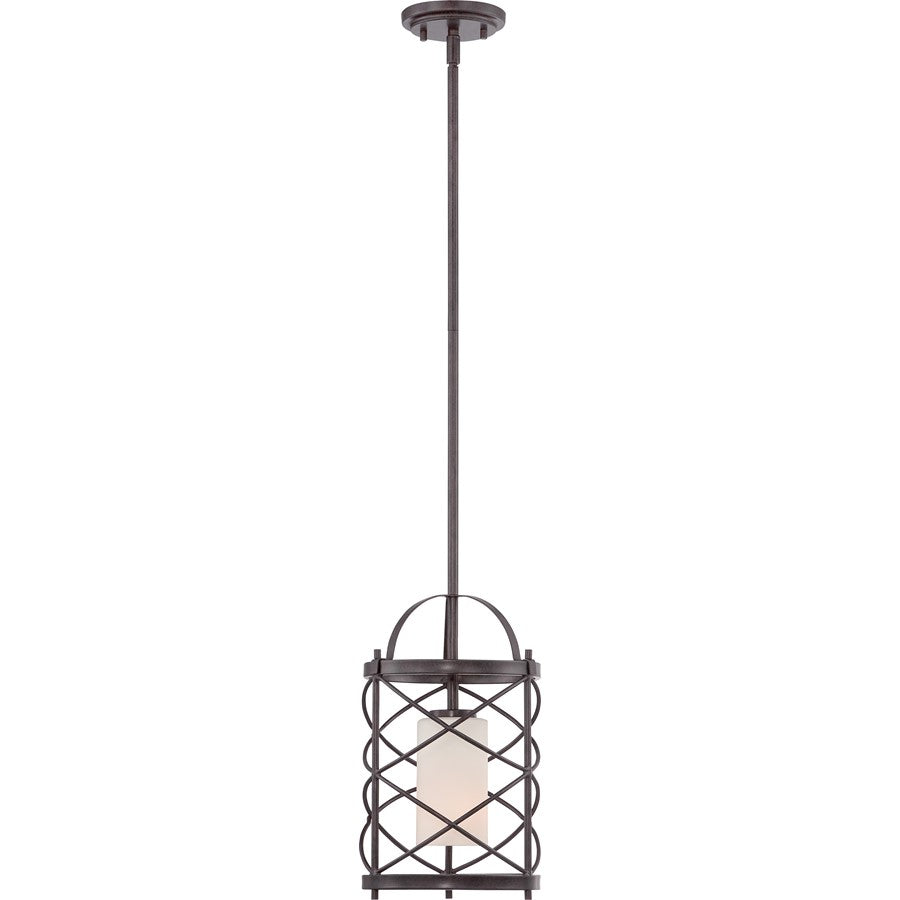 Nuvo Ginger 8in 1-Light Mini Pendant | Traditional Old Bronze and Etched Opal Glass | Kitchen Island & Dining Room | 8 x 8 x 51.75 in | Model 60-5336