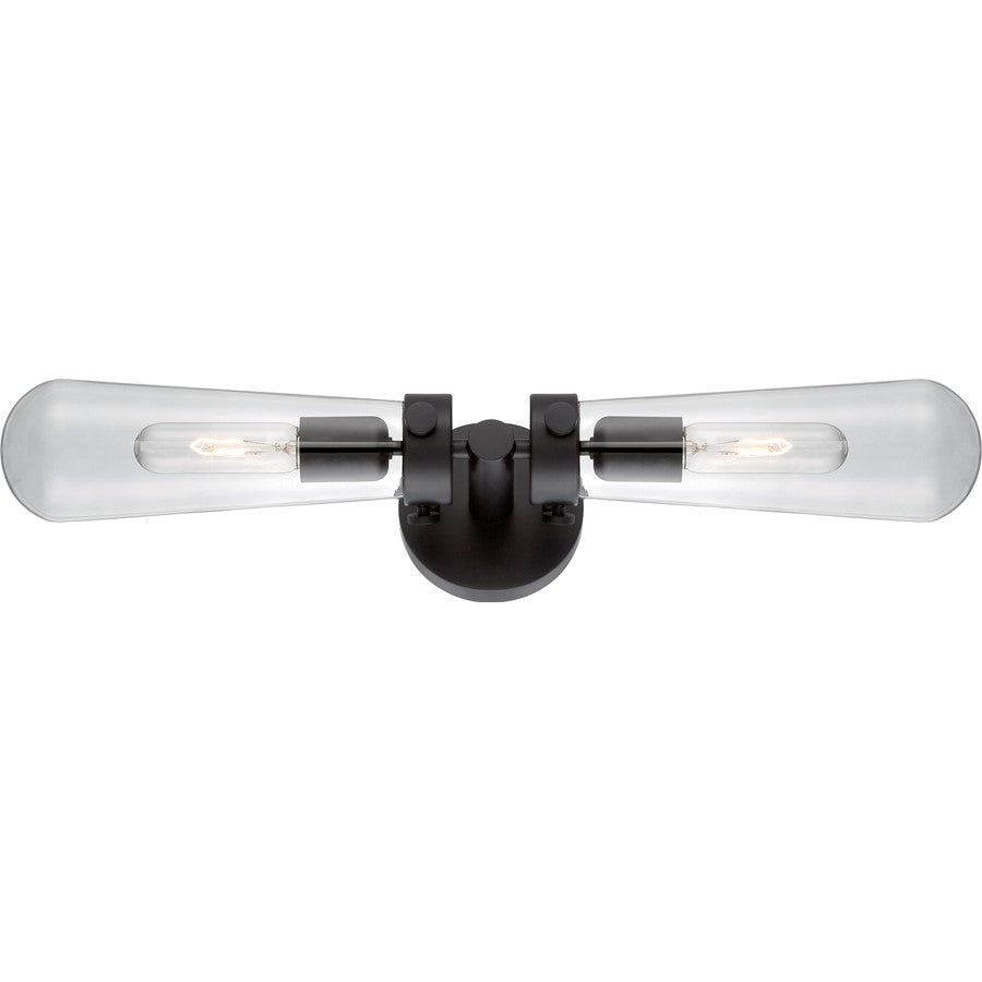 Nuvo Lighting Beaker 24in 2-Light Wall Sconce | Transitional Aged Bronze and Clear Glass | Living Room & Hallway Accent | 23.75 x 5.875 in | Model 60-5363