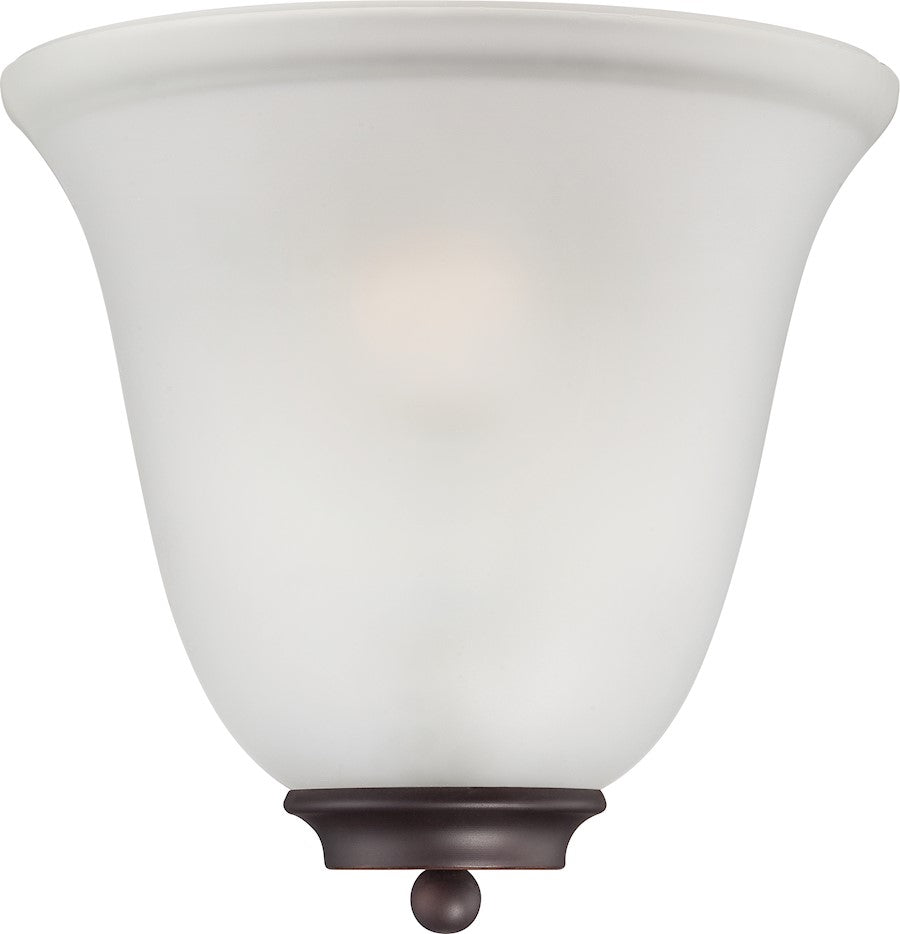 Nuvo Empire 10in 1-Light Wall Sconce | Traditional Mohogany Bronze and Frosted Glass | Hallway & Bedroom Accent | 10 x 5 x 9.625 in | Model 60-5375