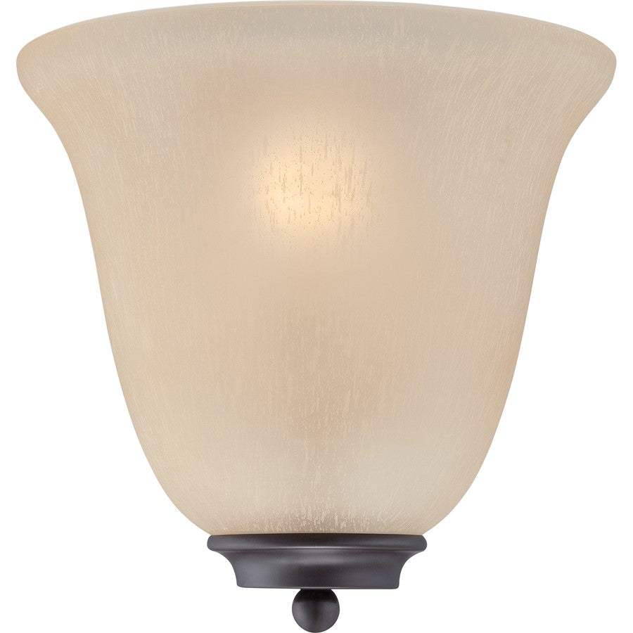 Nuvo Empire 10in 1-Light Wall Sconce | Traditional Mahogany Bronze and Champagne Glass | Hallway & Bedroom Accent Light | 10 x 5 x 9.625 in | Model 60-5383