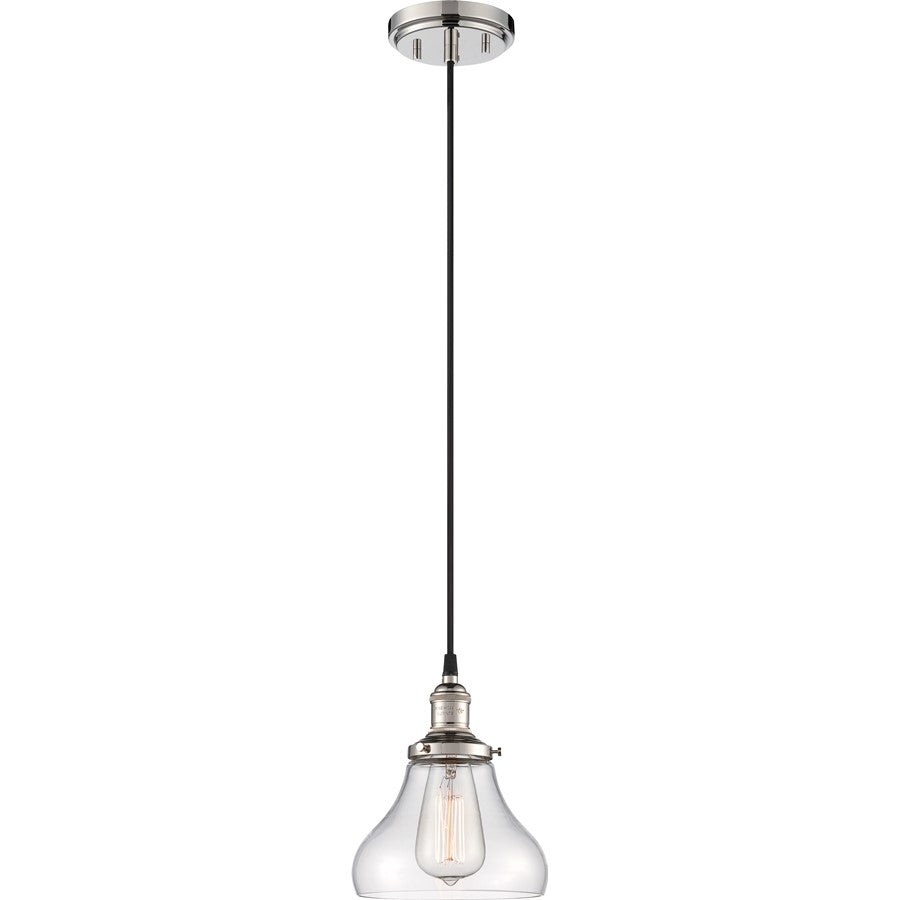 Nuvo Lighting Vintage 7in 1-Light Pendant | Transitional Polished Nickel and Clear Glass | Kitchen Island & Dining Room | 7 x 8.62 in | Model 60-5403