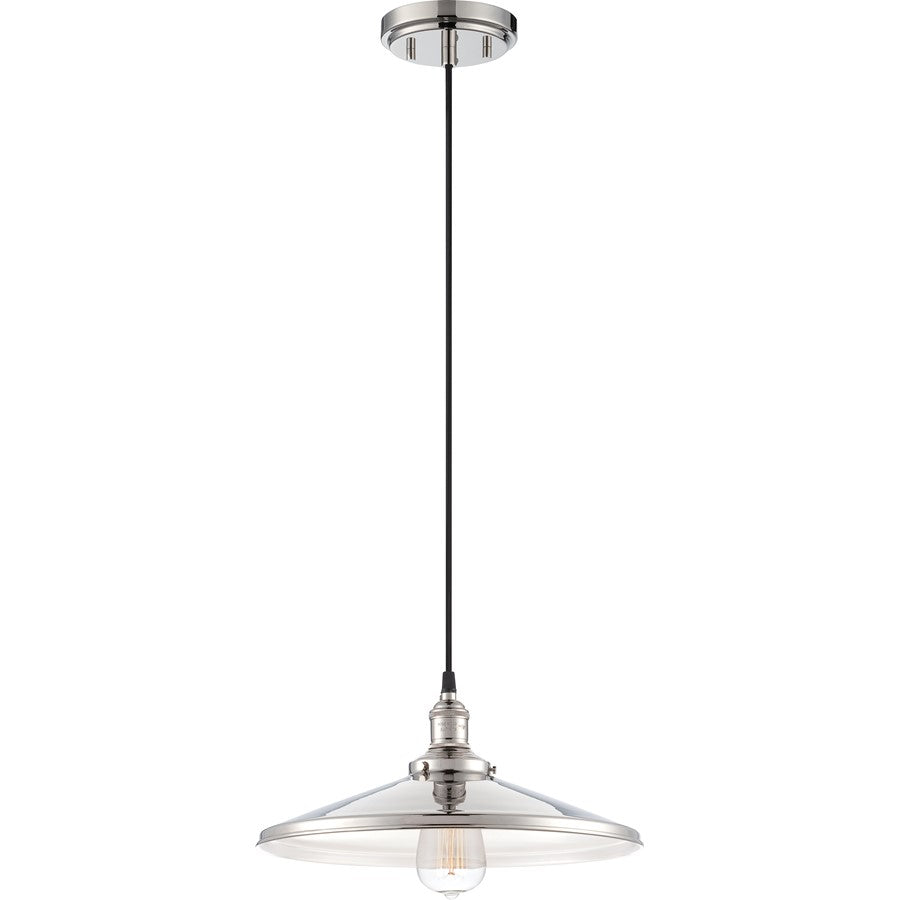 Nuvo Vintage 14in 1-Light Pendant | Transitional Polished Nickel Metal Shade | Kitchen Island & Dining Room | 14 x 14 x 6.5 in | Model 60-5409