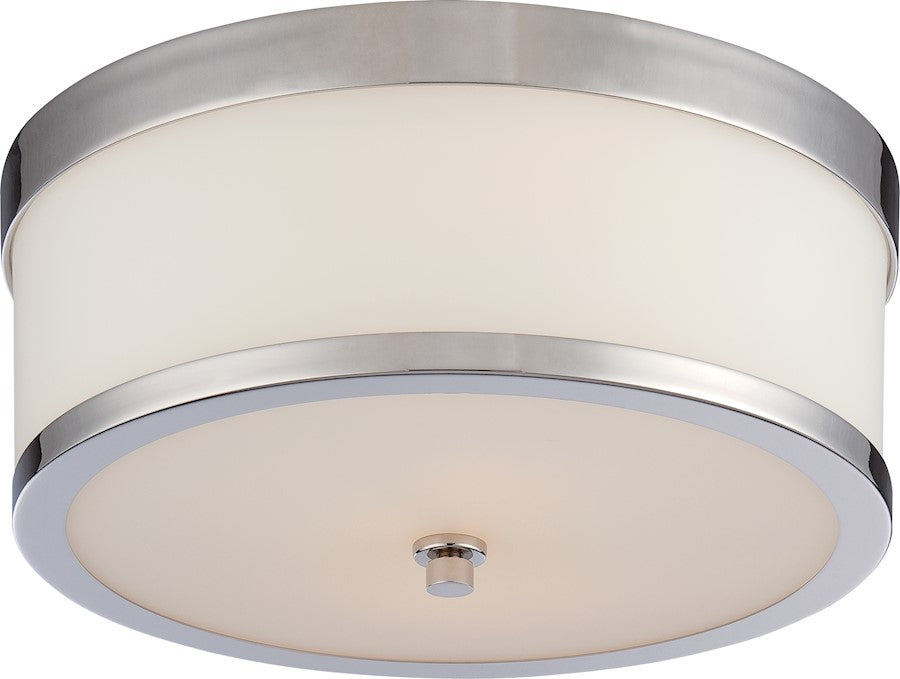Nuvo Celine 13.62in 2-Light Flush Mount | Traditional Polished Nickel and Etched Opal Glass | Hallway & Bedroom Ceiling Light | 13.62 x | Model 60-5476