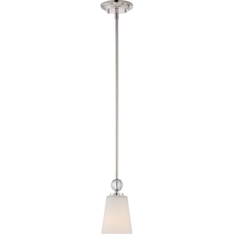 Nuvo Connie 4.75in 1-Light Mini Pendant | Traditional Polished Nickel and Satin White Glass | Kitchen Island & Dining Room | 4.75 x 4.75 x | Model 60-5498