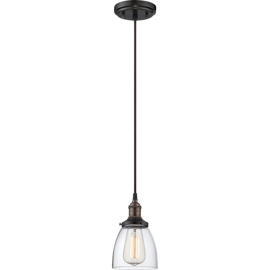 Nuvo Lighting Vintage 1-Light Pendant | Transitional Rustic Bronze and Clear Glass | Kitchen Island & Dining Room | 5.12 x 8.62 in | Model 60-5504