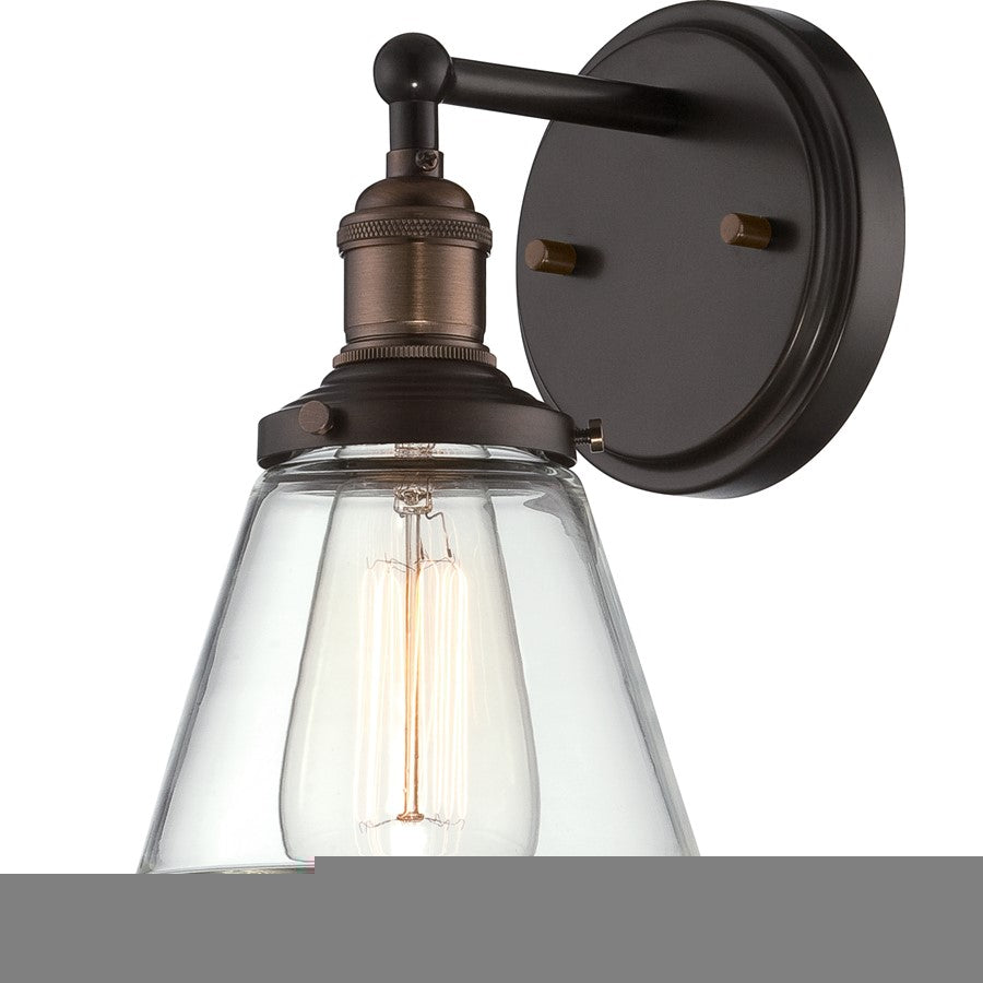 Nuvo Lighting Vintage 1-Light Wall Sconce | Transitional Rustic Bronze and Clear Glass | Bathroom & Hallway Accent Light | 6.5 x 9.75 in | Model 60-5512