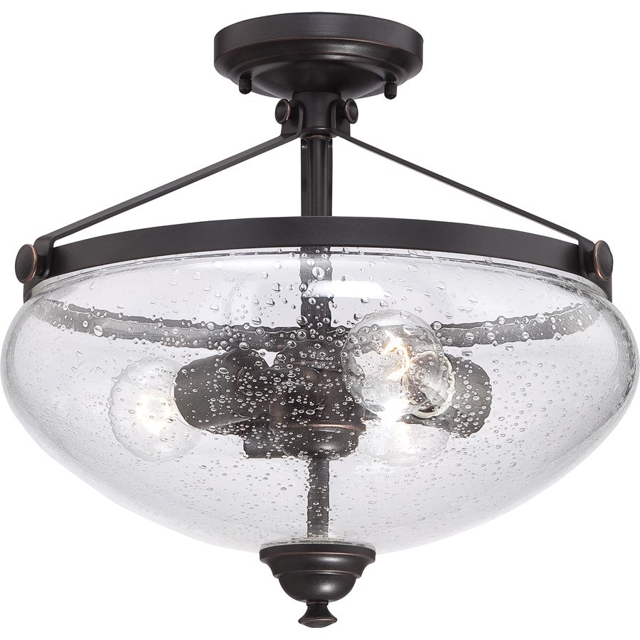 Nuvo Laurel 15.5in 3-Light Semi Flush Mount | Traditional Sudbury Bronze and Clear Seeded Glass | Entryway & Hallway | 15.5 x 15.875 in | Model 60-5544