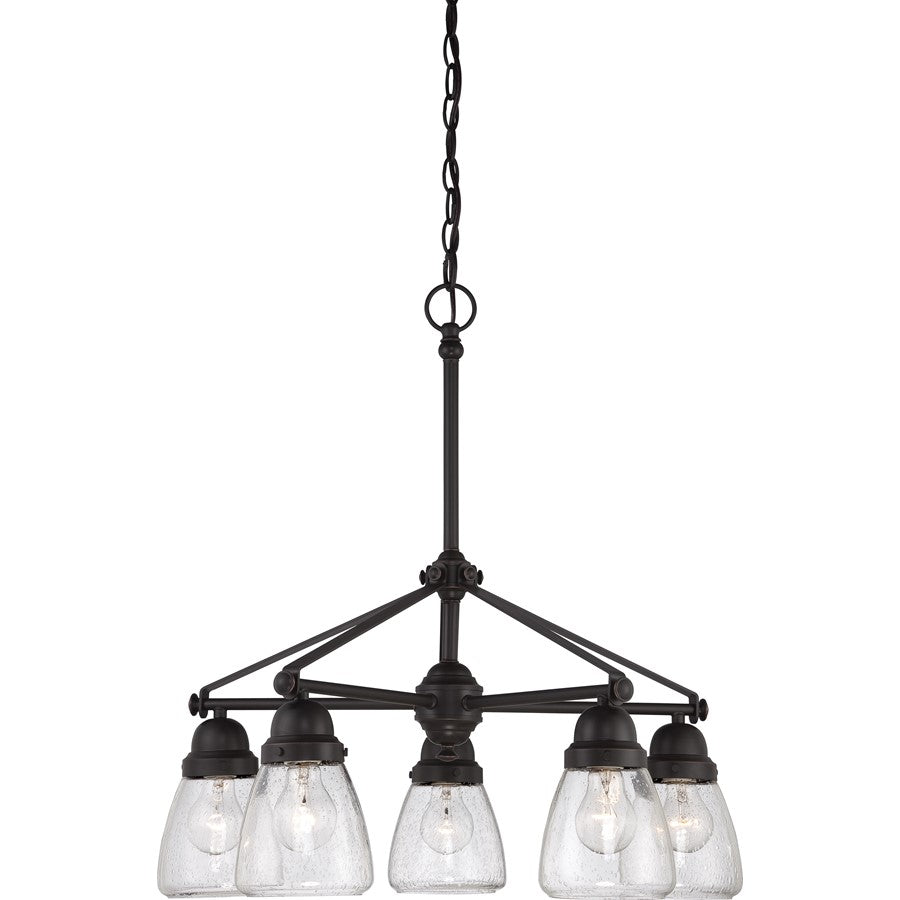 Nuvo Lighting Laurel 22.5in 5-Light Chandelier | Traditional Sudbury Bronze and Clear Seeded Glass | Dining Room & Living Room | 22.5 x | Model 60-5545