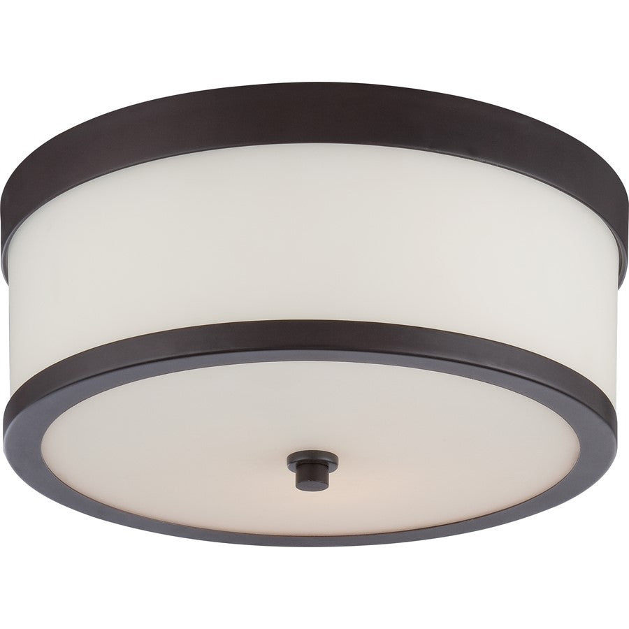 Nuvo Celine 13.62in 2-Light Flush Mount | Transitional Venetian Bronze and Etched Opal Glass | Hallway & Bathroom Ceiling Light | 13.62 x | Model 60-5576
