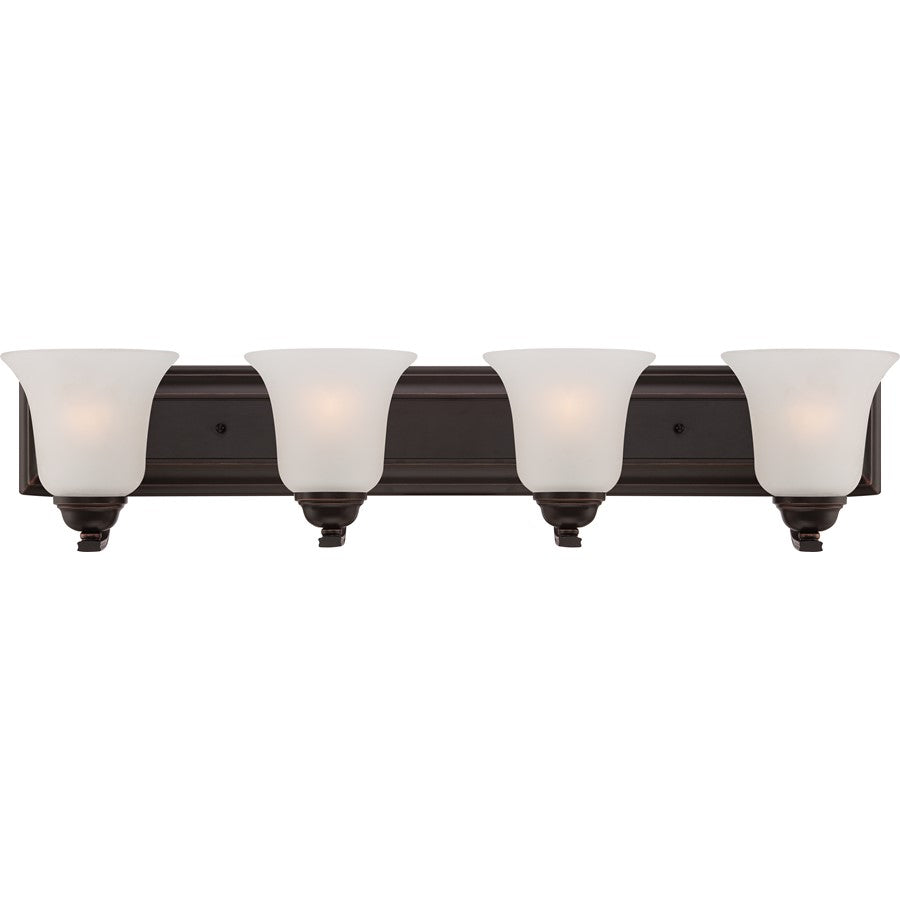 Nuvo Elizabeth 30in 4-Light Vanity Light | Traditional Sudbury Bronze and Frosted Glass | Bathroom Vanity | 30 x 6.5 x 7.5 in | Model 60-5694