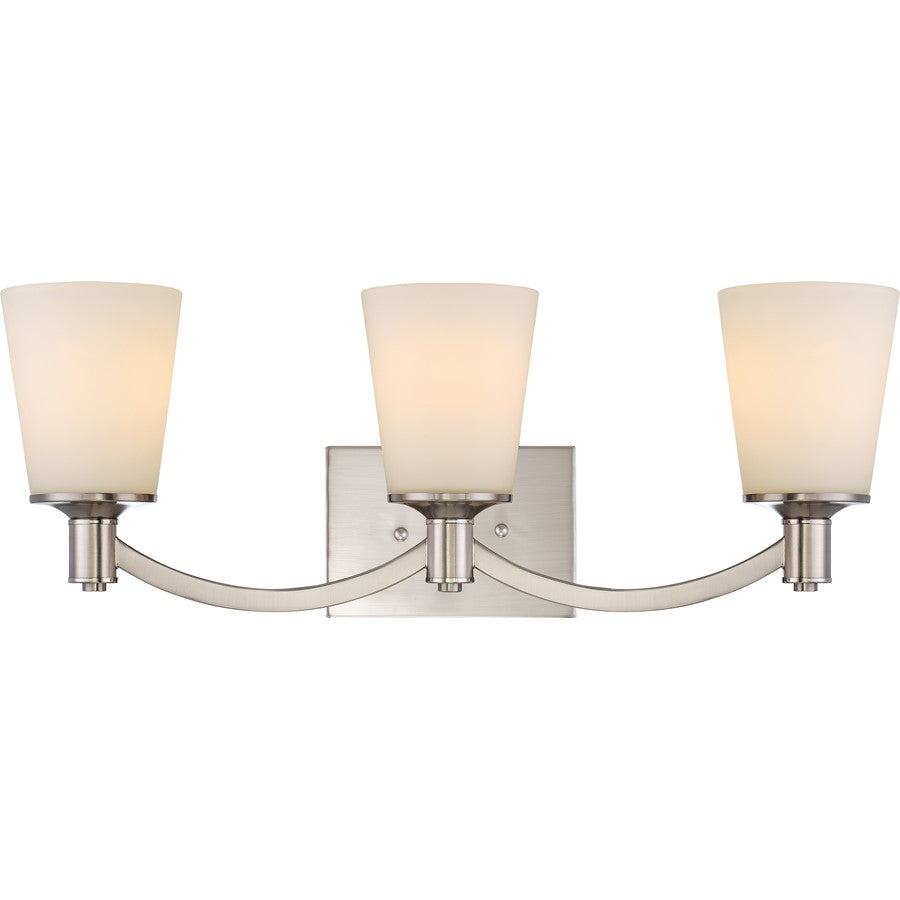 Nuvo Lighting Laguna 24in 3-Light Vanity | Traditional Natural Brass and White Glass | Bathroom Vanity | 24 x 9 x 6.5 in | Model 60-5823