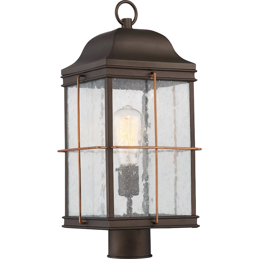 Nuvo Lighting Howell 9in 1-Light Outdoor Post Light | Traditional Bronze with Copper Accents | Entryway & Garden Path | 9 x 9 x 19 in | Model 60-5835