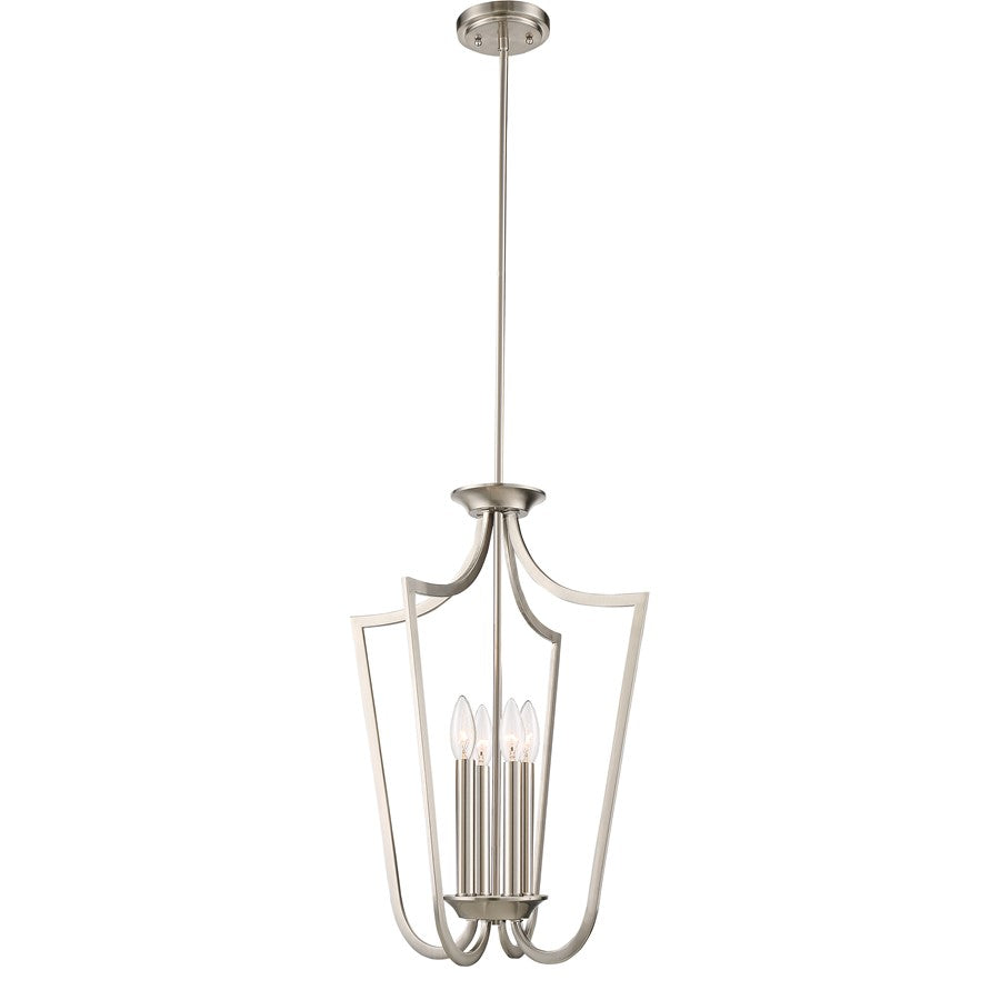Nuvo Laguna 14in 4-Light Pendant | Traditional Brushed Nickel and Clear Glass | Kitchen Island & Dining Room | 14 x 14 x 61 in | Model 60-5876
