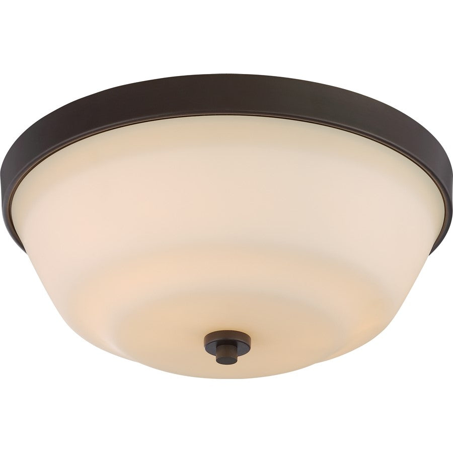 Nuvo Lighting Willow 13.5in 2-Light Flush Mount | Traditional Aged Bronze and White Glass | Hallway & Bathroom Ceiling Light | 13.5 x 13.5 | Model 60-5904